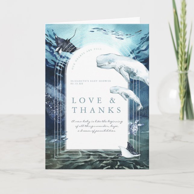 Beluga Whale Ocean | Baby Shower Thank You Card (Front)