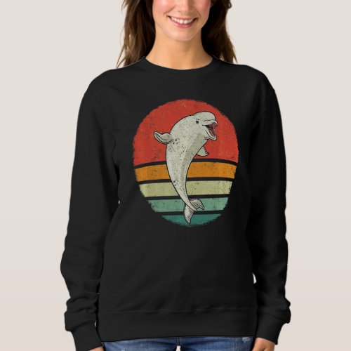 Beluga Whale Ocean Belugas Retro Sunset Premium Sweatshirt