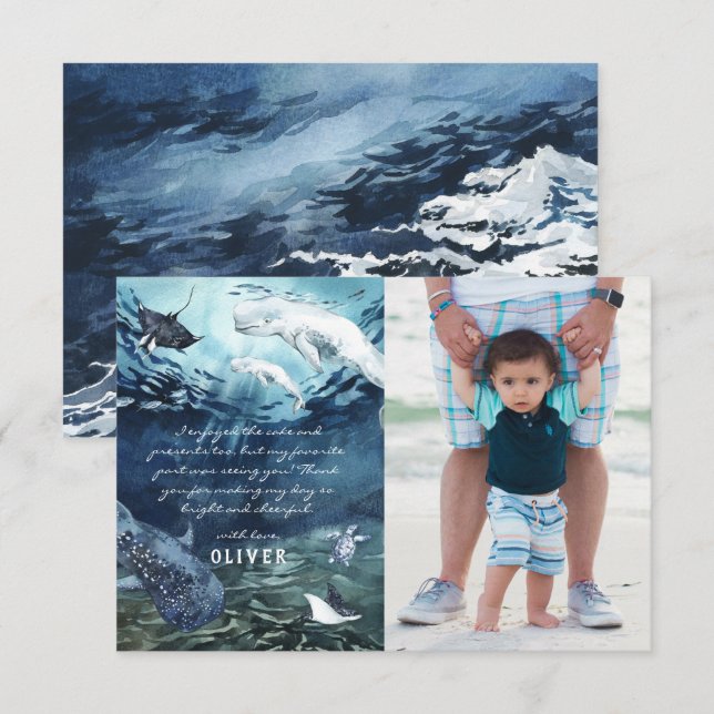 Beluga Whale Ocean | Photo Thank You Card (Front/Back)