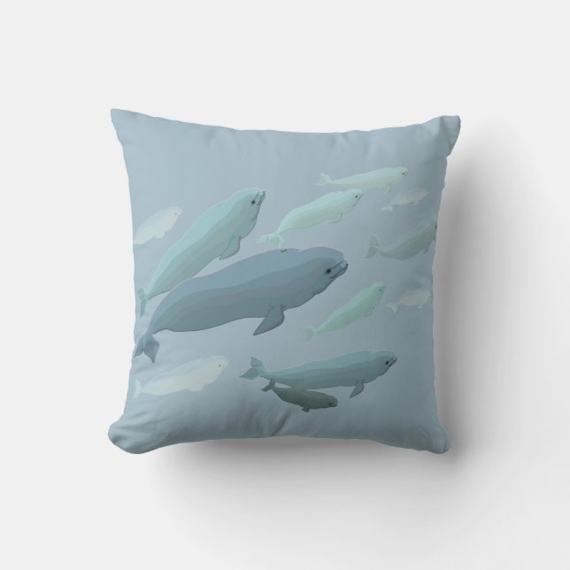 Beluga Whale Pillow Baby Beluga Whale Throw Pillow (Front)