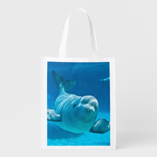 Beluga Whale Reusable Grocery Bag