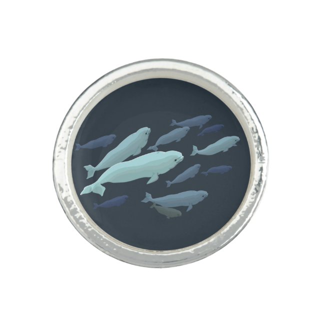 Beluga Whale Ring Baby Beluga Whale Art Jewelry (Front)