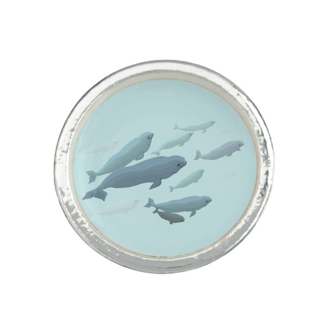 Beluga Whale Ring Baby Beluga Whale Art Jewelry (Front)