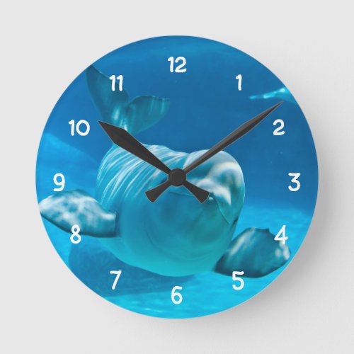 Beluga Whale Round Clock