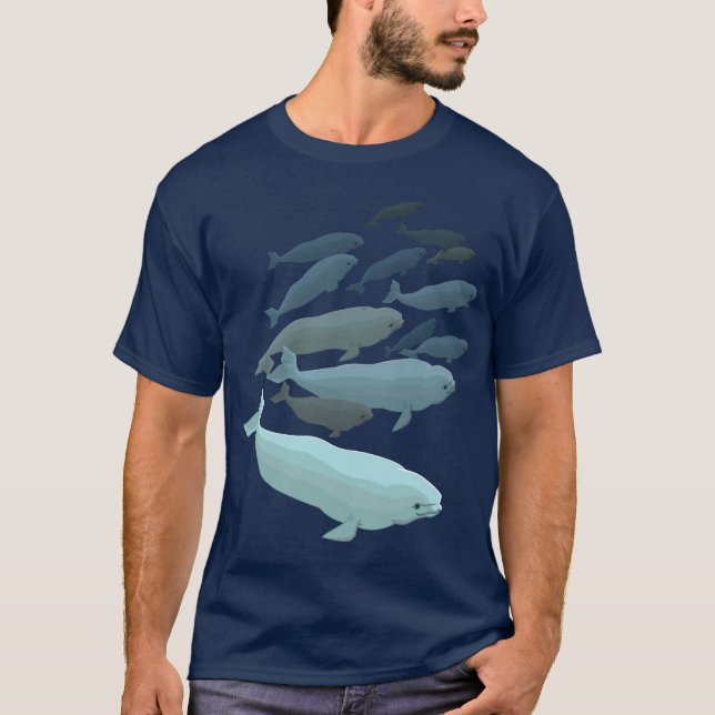 Beluga Whale T-Shirt Whale Art Shirts Customize (Front)