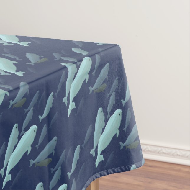 Beluga Whale Tablecloth Whale Art Tablecloth (In Situ)