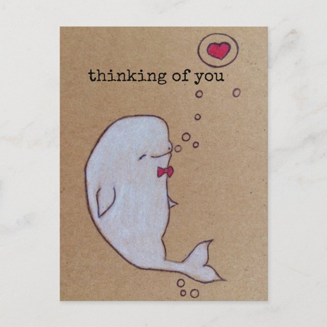 beluga whale thinking of you postcard (Front)