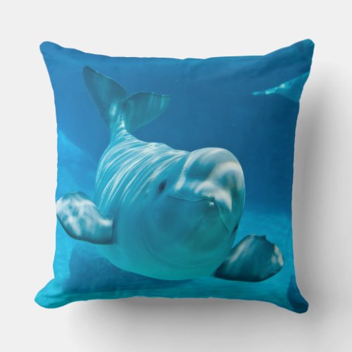 Beluga Whale Throw Pillow