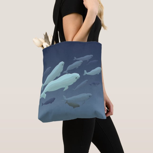 Beluga Whale Tote Bags Beluga Whale Art Bags (Close Up)