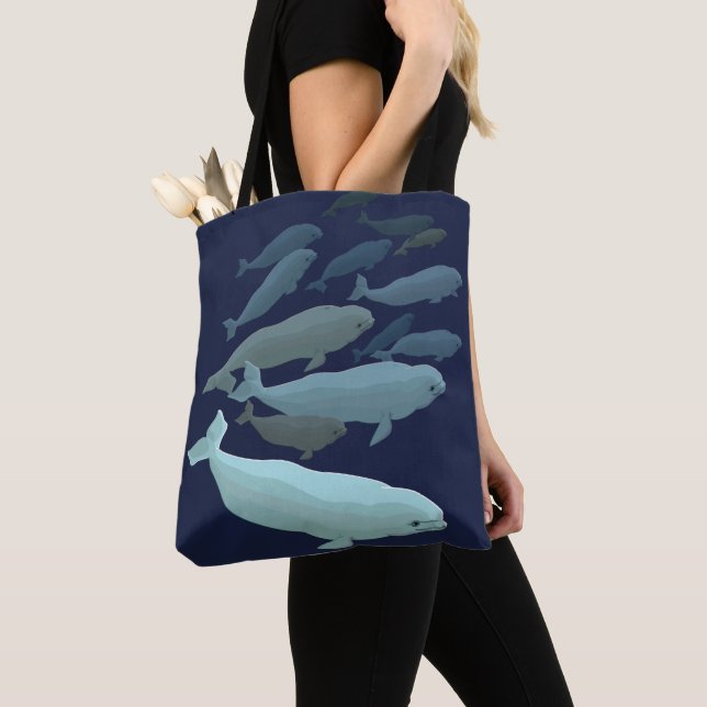 Beluga Whale Tote Bags & Blue Beluga Gifts (Close Up)
