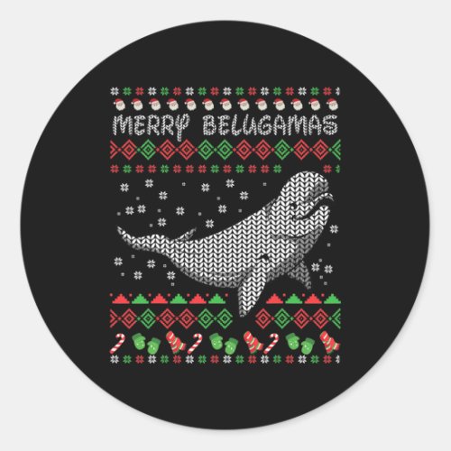 Beluga whale ugly christmas gifts whales  classic round sticker