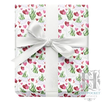 Beluga Whale Valentine Gift Wrapping Paper White