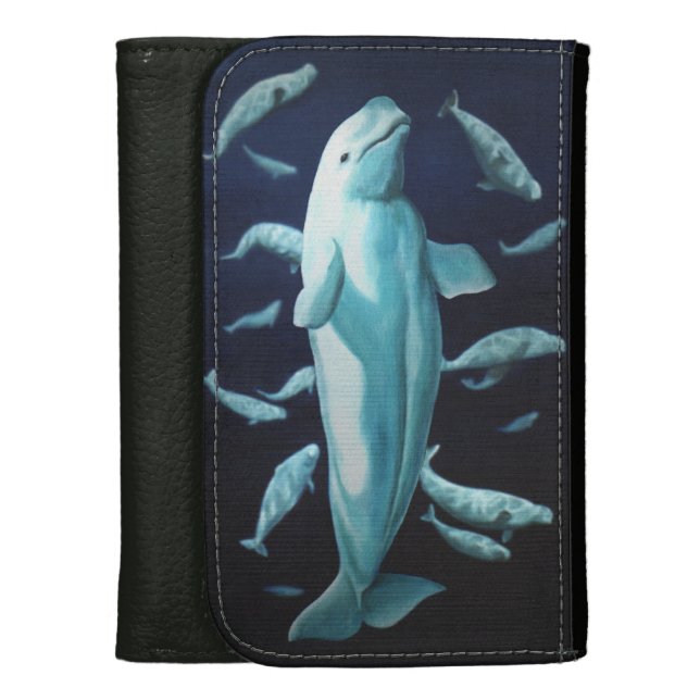 Beluga Whale Wallet White Whale Art Wallets Gifts (Front Vertical)