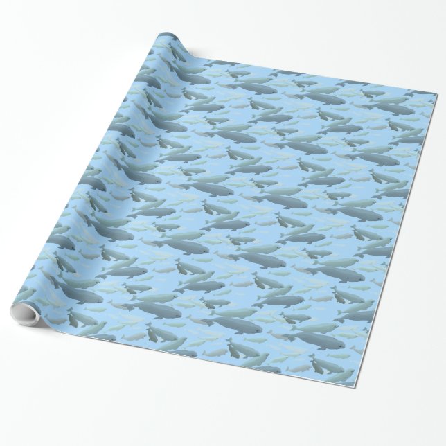 Beluga Whale Wrapping Paper Whale Christmas Paper (Unrolled)