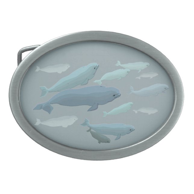 Beluga Whales Belt Buckle Whale Art Buckles (Front)