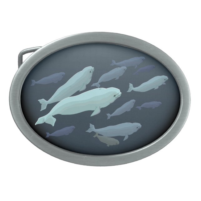 Beluga Whales Belt Buckle Whale Art Buckles (Front)