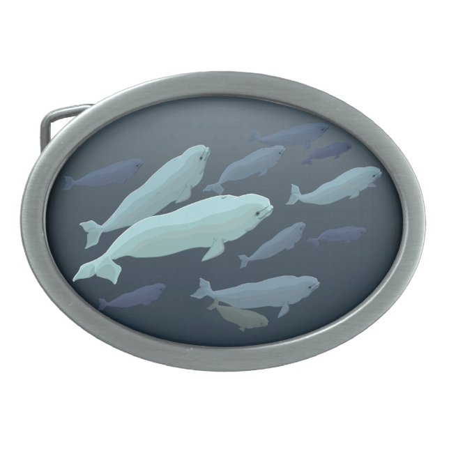 Beluga Whales Belt Buckle Whale Art Buckles (Front)