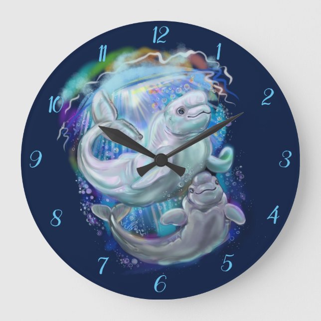 Beluga Whales Large Clock (Front)