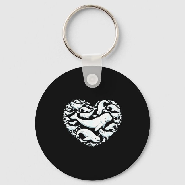 Beluga Whales Valentine Days For Kids Boy Girl Men Keychain (Front)