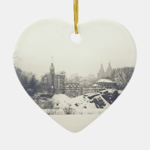 Belvedere Castle in the Winter Holiday Ceramic Ornament