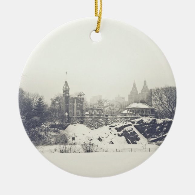 Belvedere Castle in the Winter in Central Park Ceramic Ornament (Front)