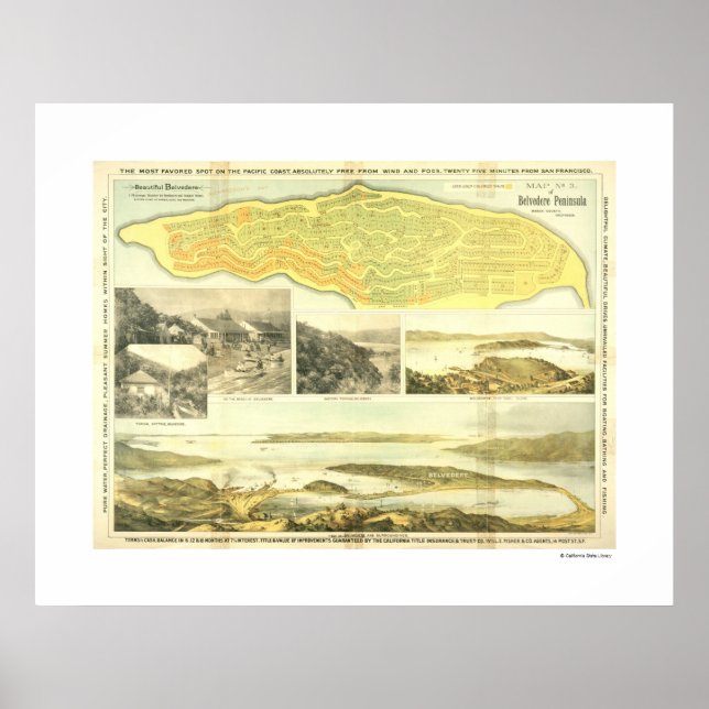 Belvedere Peninsula, Marin County, ca. 1890. Poste Poster (Front)