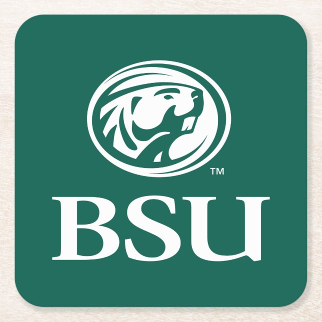 Bemidji Beaver BSU Square Paper Coaster (Front)