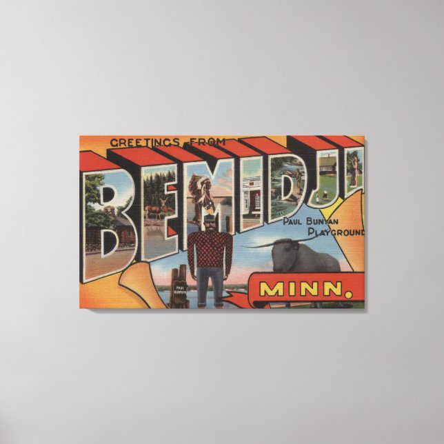 Bemidji, Minnesota - Large Letter Scenes Canvas Print (Front)