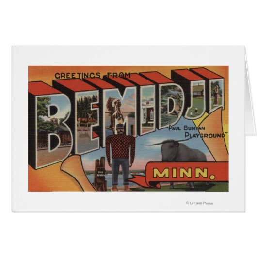 Bemidji, Minnesota - Large Letter Scenes Cards (Front Horizontal)