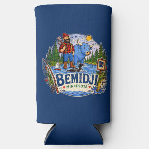 Bemidji Minnesota Paul Bunyan & Babe the Blue Ox Seltzer Can Cooler