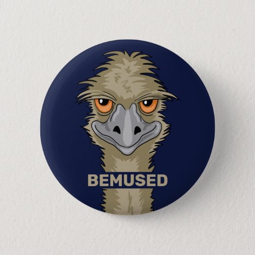 Bemused Funny Emu Pun Button