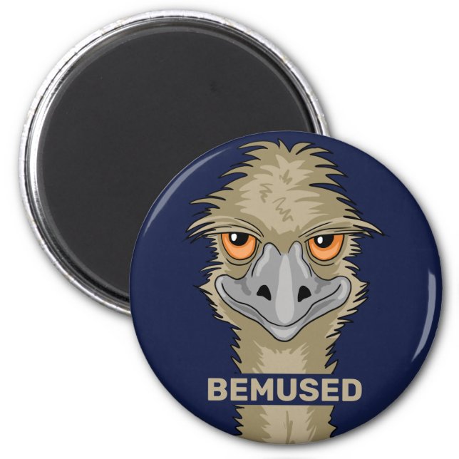 Bemused Funny Emu Pun Magnet (Front)