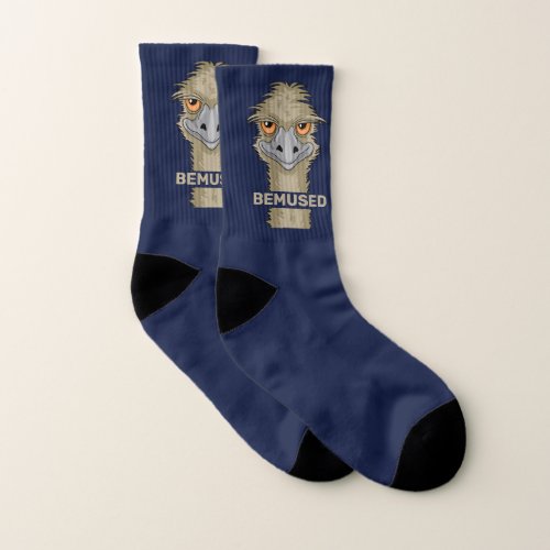 Bemused Funny Emu Pun Socks