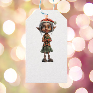 Bemused Grandma Christmas Elf White Gift Tag