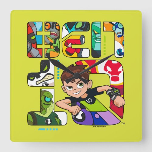 Ben 10 Alien Logo Square Wall Clock