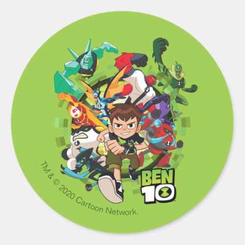 Ben 10 Alien Rush Graphic Classic Round Sticker