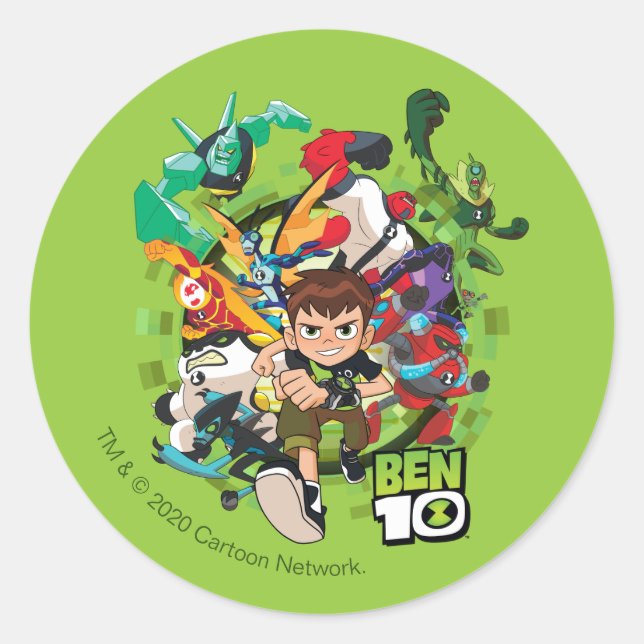 Ben 10 Alien Rush Graphic Classic Round Sticker (Front)
