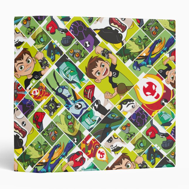 Ben 10 Alien Tile Pattern 3 Ring Binder (Front/Spine)
