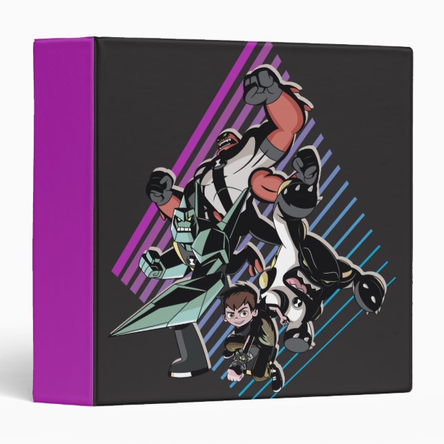 Ben 10 Retro Alien Group Graphic 3 Ring Binder (Front/Spine)