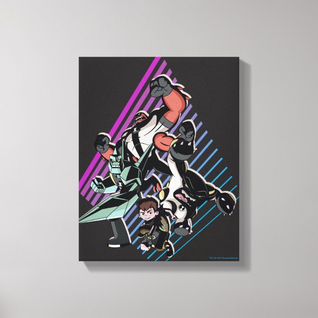 Ben 10 Retro Alien Group Graphic Canvas Print (Front)