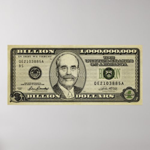 Ben Bernanke Billion Bank Note Print
