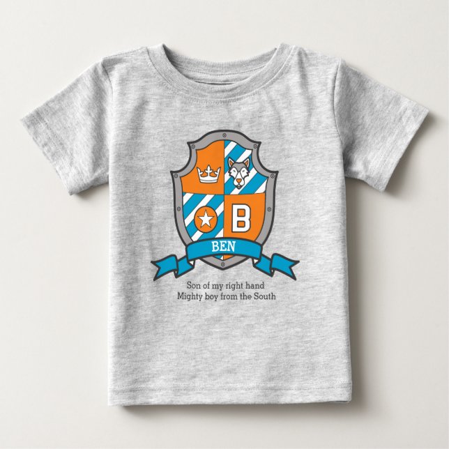 Ben boys B name & meaning knights shield dog Baby T-Shirt (Front)