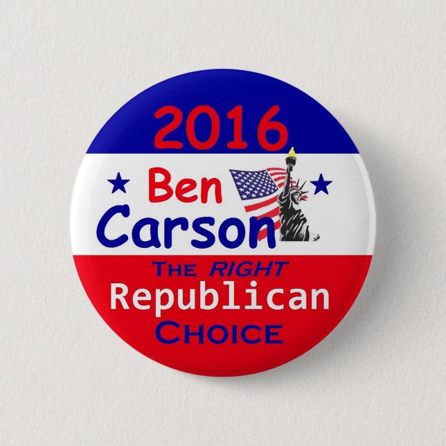 Ben CARSON 2016 Pinback Button (Front)