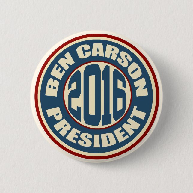 Ben Carson for President in 2016 Pinback Button (Front)