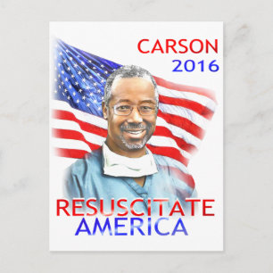 Ben Carson-Resuscitate America 2016 USA Flag Postcard
