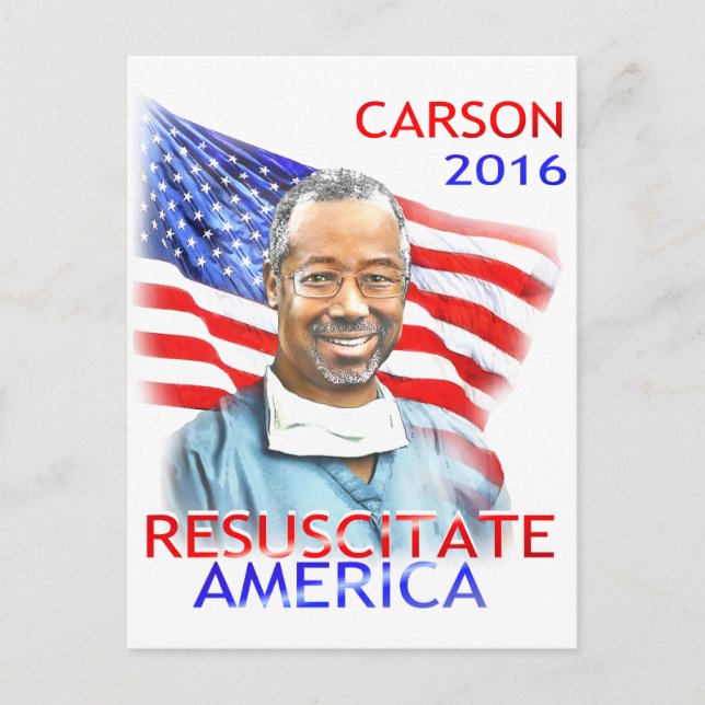 Ben Carson-Resuscitate America 2016 USA Flag Postcard (Front)
