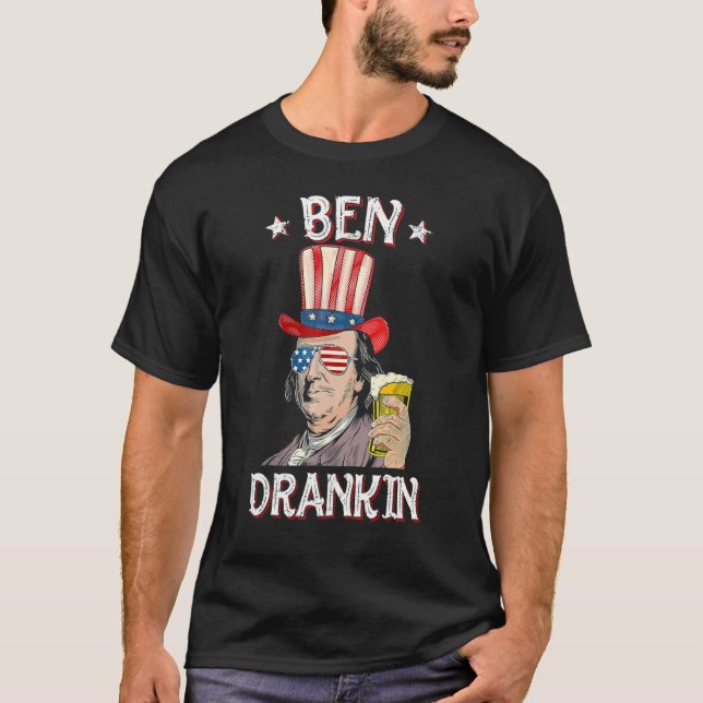 Ben Drankin 4th Of July Benjamin Franklin Men Amer T-Shirt (Front)
