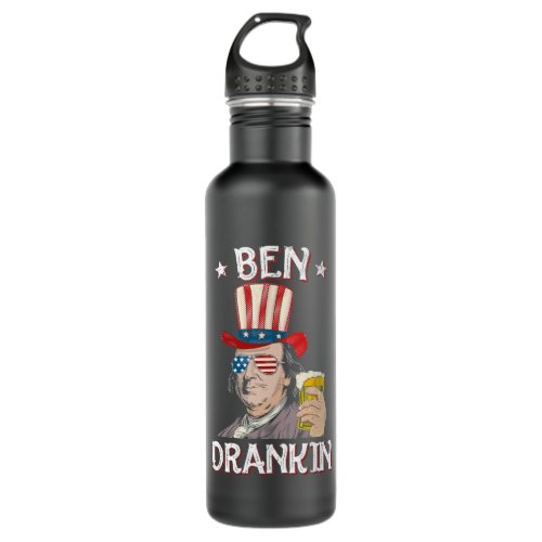 Ben Drankin 4th of July Benjamin Franklin Men Stainless Steel Water Bottle