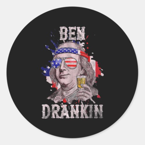 Ben Drankin 4th of July Benjamin Franklin USa Classic Round Sticker