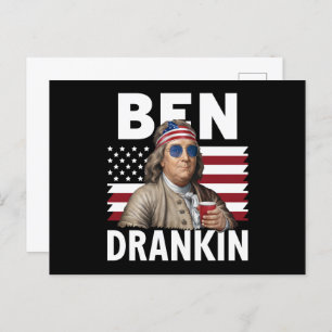 Ben Drankin Beer 4th of July Vintage Flag Funny Postcard